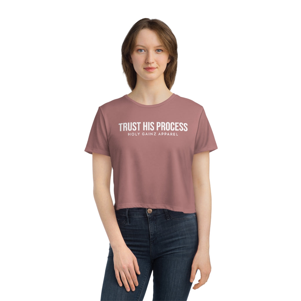 Holy Gainz Apparel HIS PROCESS Women's Flowy Cropped Tee