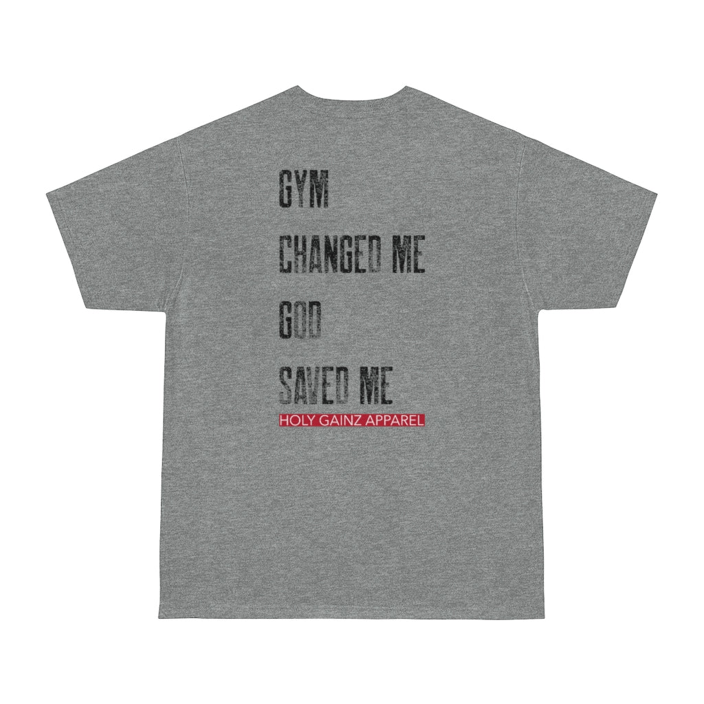 Holy Gainz Apparel Changed Me Saved Me Unisex Classic Pump Cover Heavyweight Tee