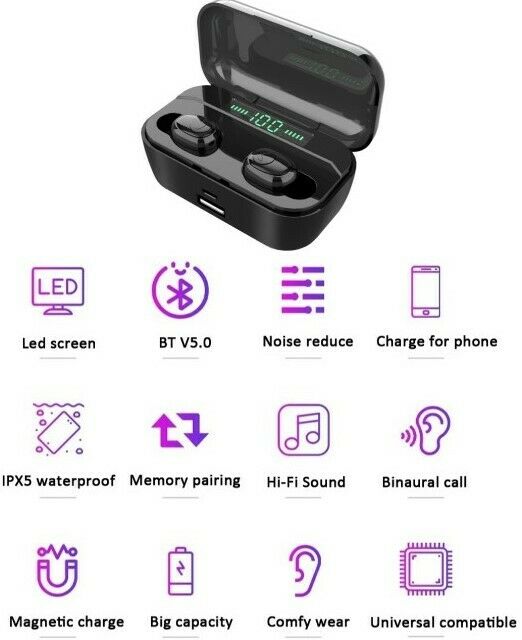 Bluetooth 5.0 Headset TWS Wireless Earphones Earbuds