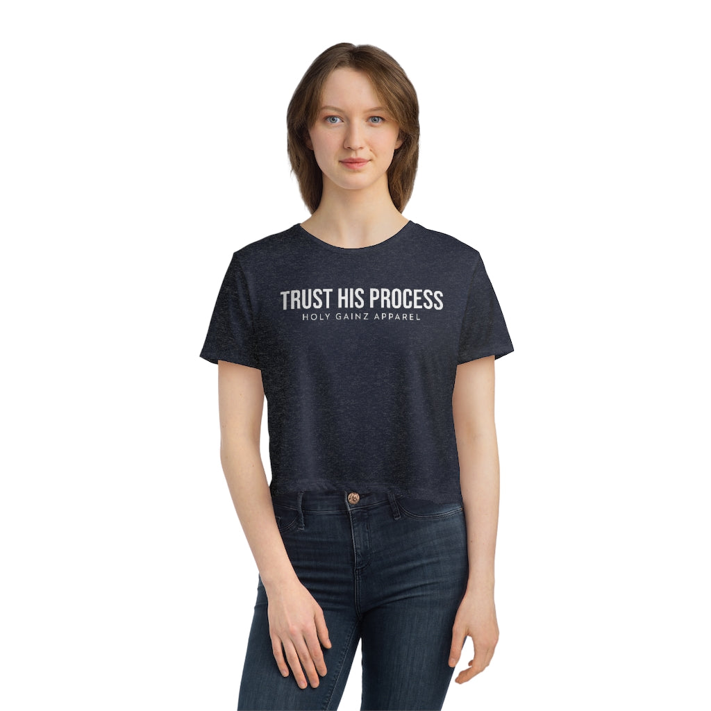 Holy Gainz Apparel HIS PROCESS Women's Flowy Cropped Tee
