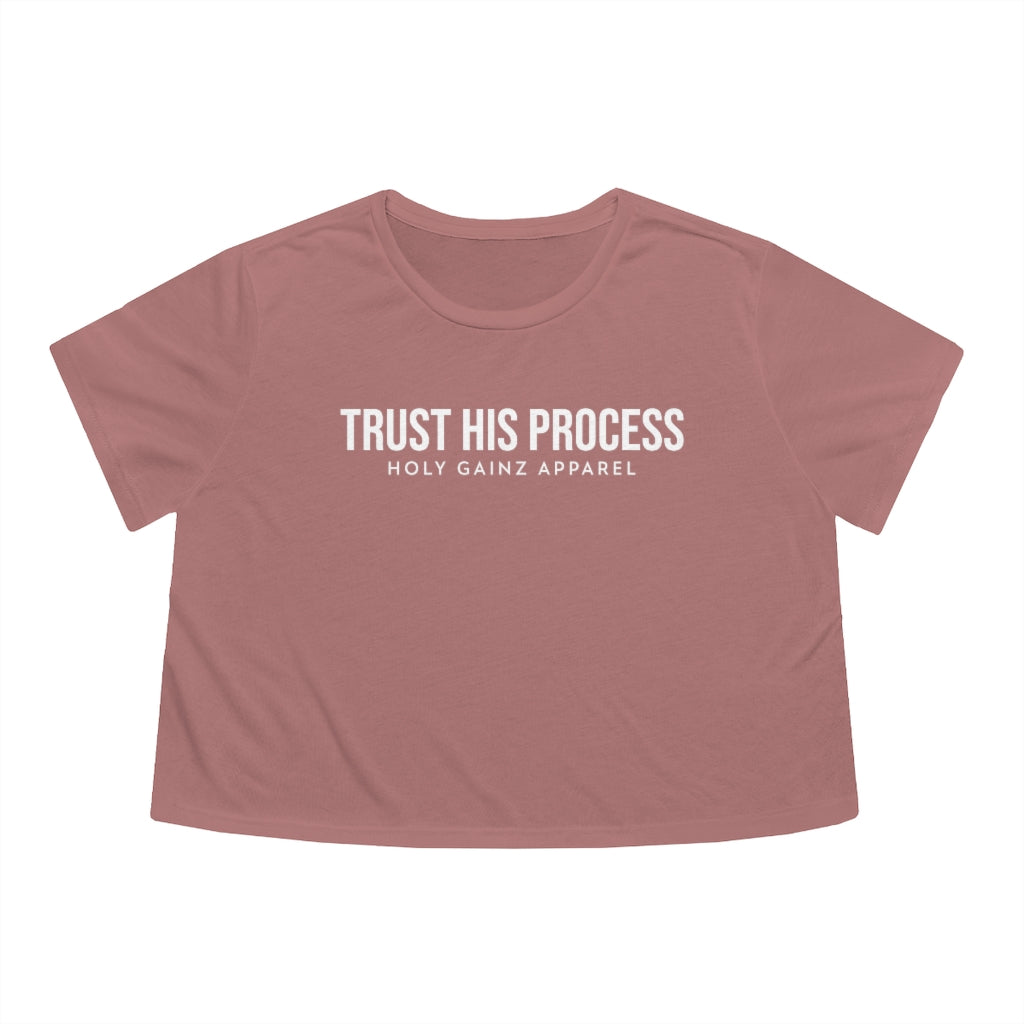 Holy Gainz Apparel HIS PROCESS Women's Flowy Cropped Tee