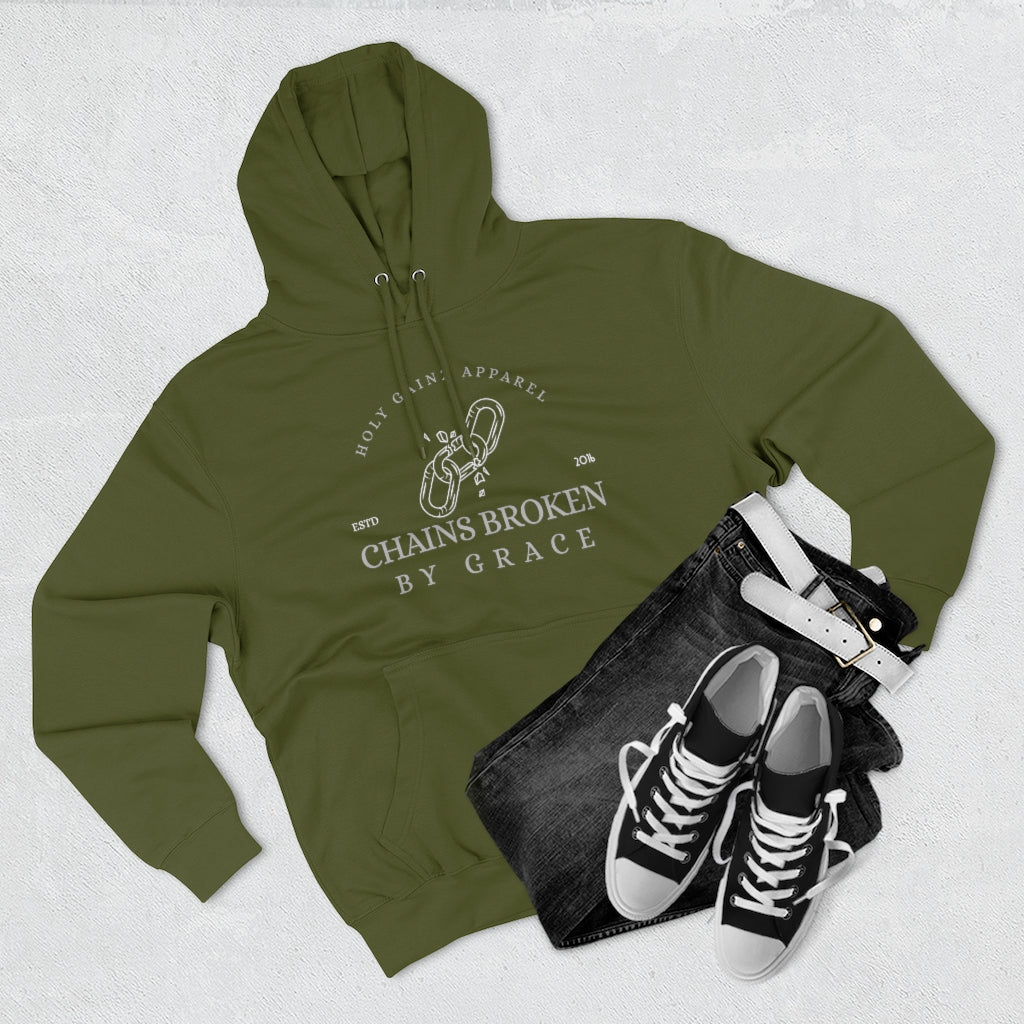 Holy Gainz Apparel Chains Broken By Grace Unisex Premium Hoodie