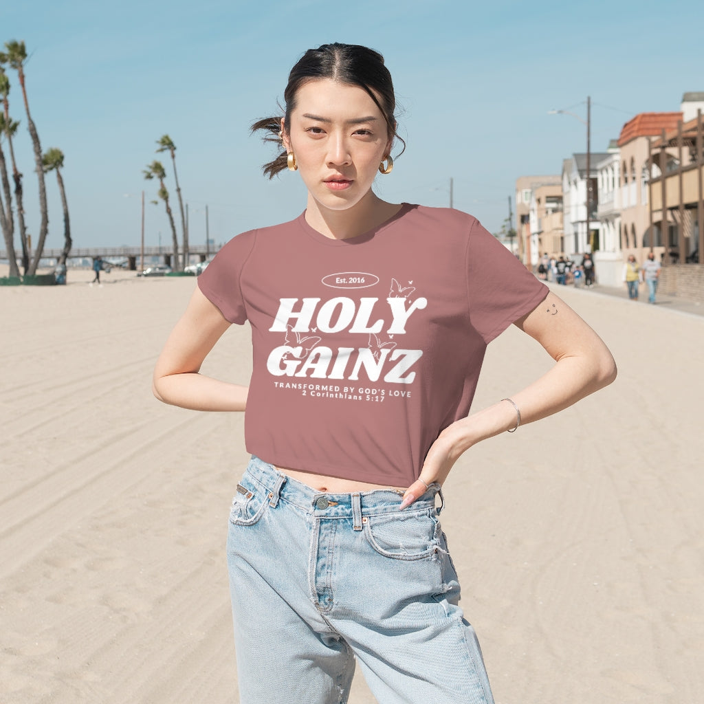 Holy Gainz Apparel Transformed Women's Flowy Cropped Tee