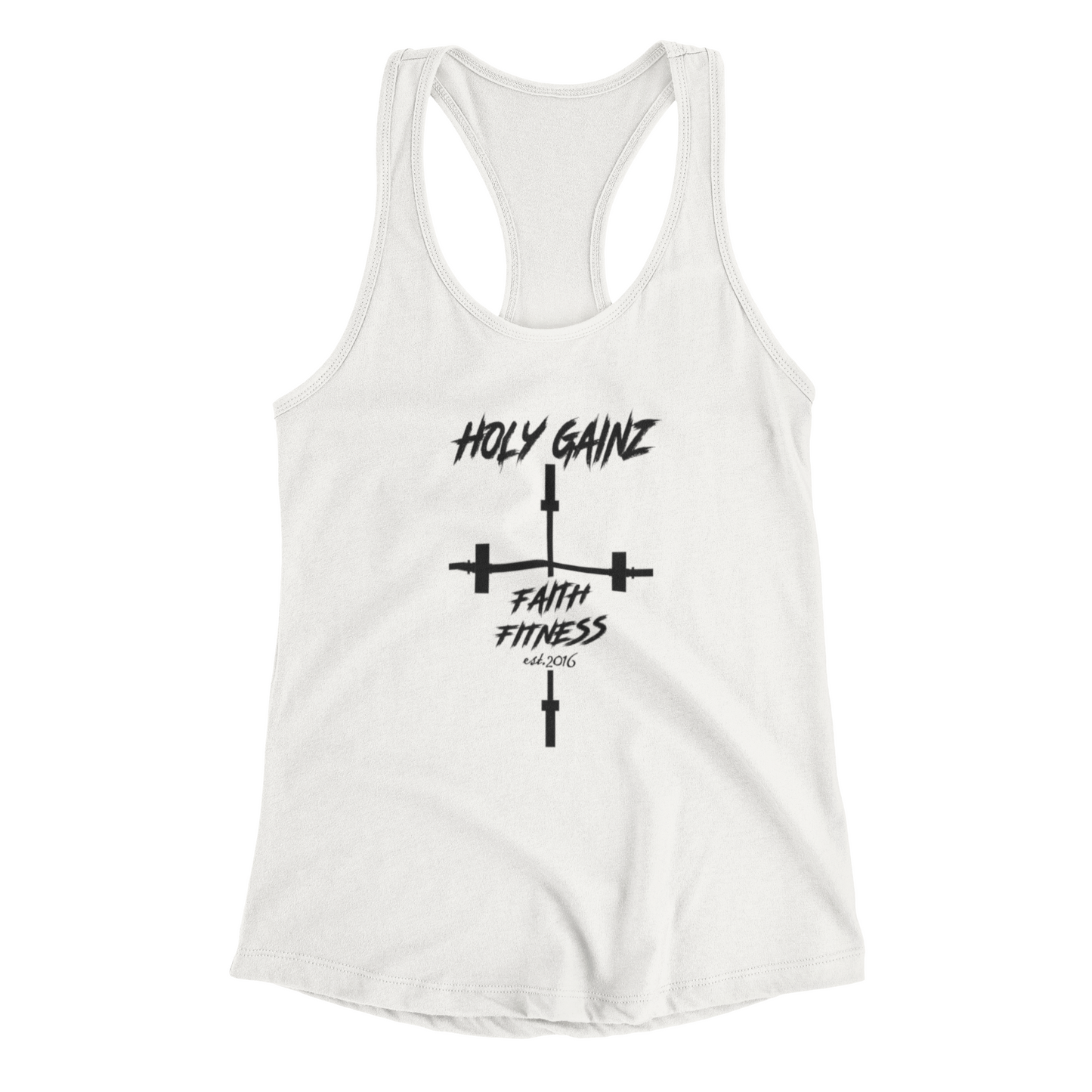 Holy Gainz Faith and Fitness Short Unisex Tee Women's Racerback Tank