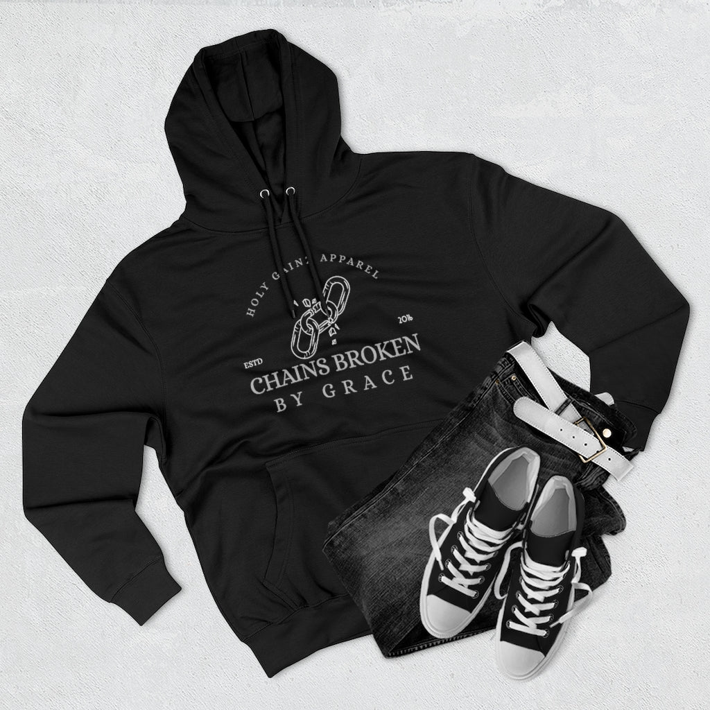 Holy Gainz Apparel Chains Broken By Grace Unisex Premium Hoodie