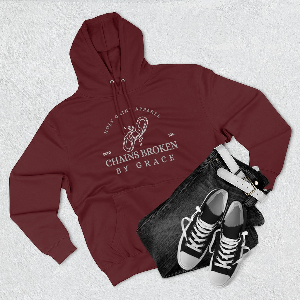 Holy Gainz Apparel Chains Broken By Grace Unisex Premium Hoodie