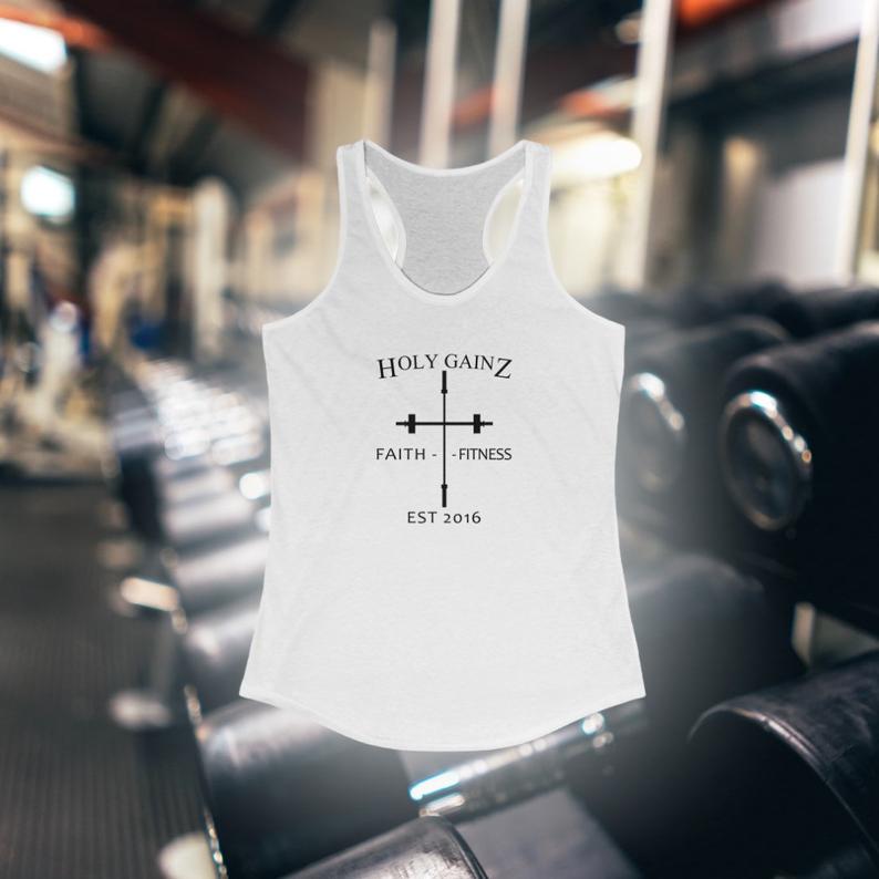Women's Holy Gainz Apparel Classic Racerback Faith and Fitness Tank