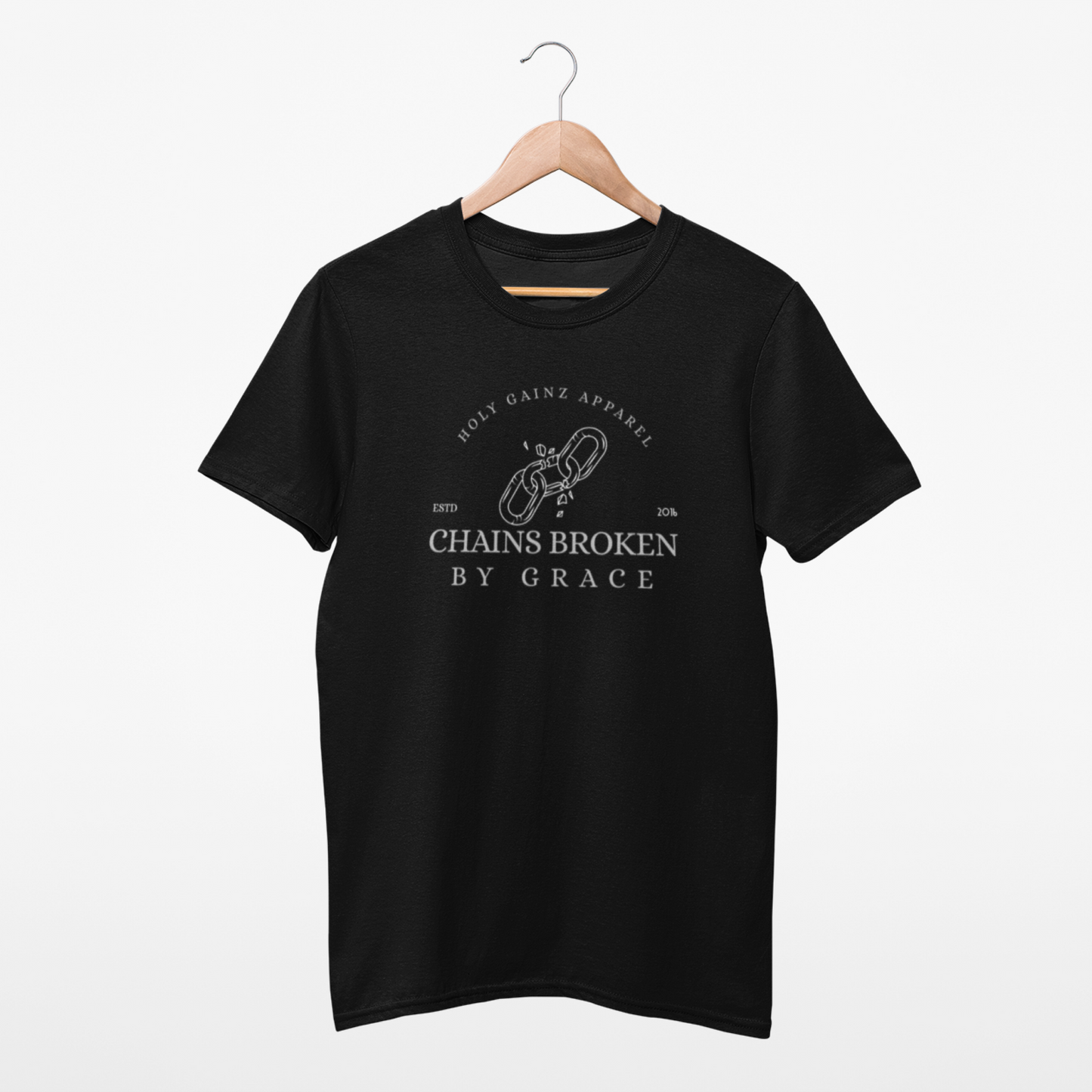 (LAST CHANCE) Holy Gainz Apparel "Chains Broken By Grace" Unisex Tee