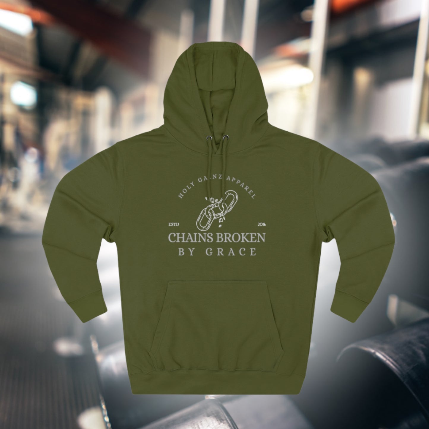 Holy Gainz Apparel Chains Broken By Grace Unisex Premium Hoodie