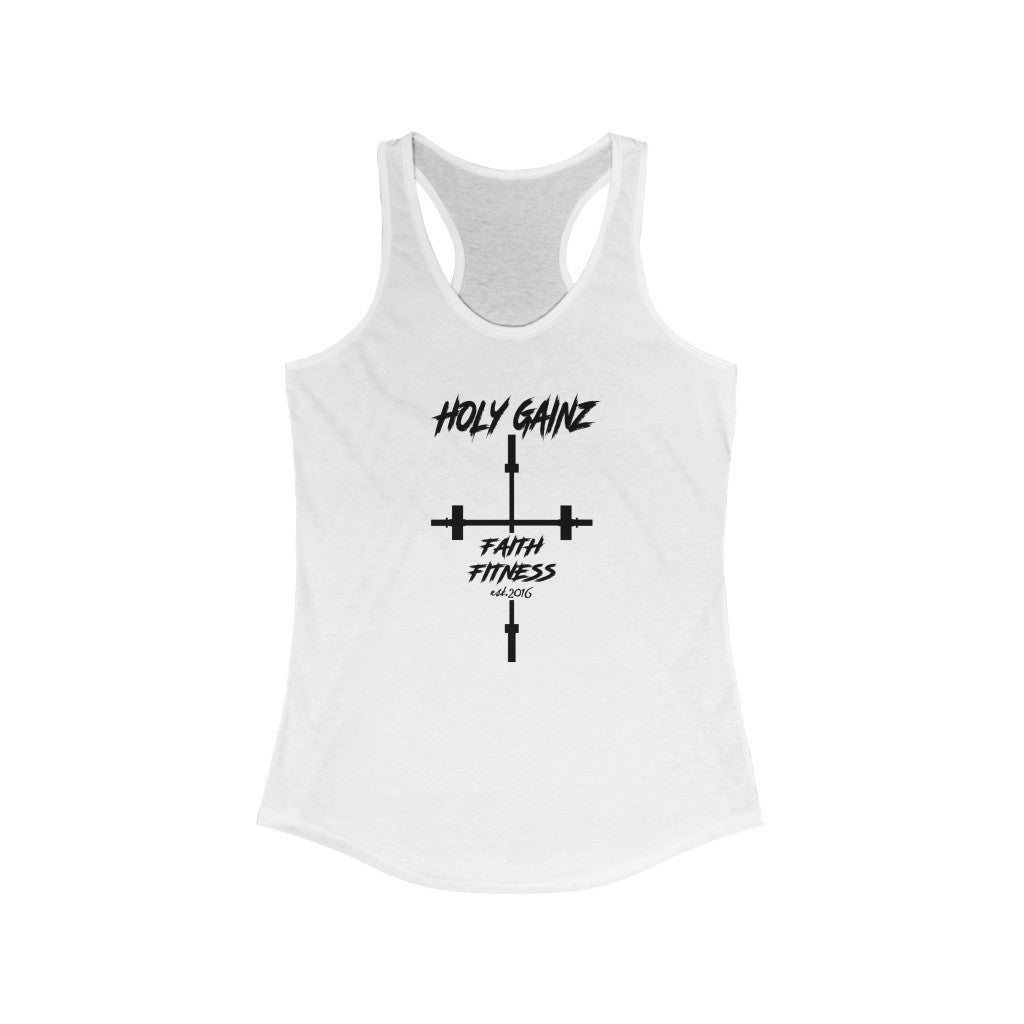 Holy Gainz Faith and Fitness Short Unisex Tee WomensRacerback Tank