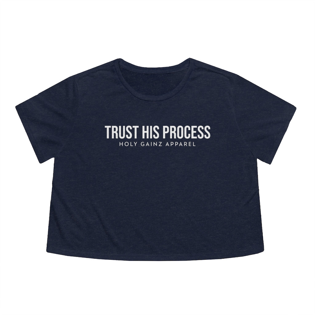 Holy Gainz Apparel HIS PROCESS Women's Flowy Cropped Tee