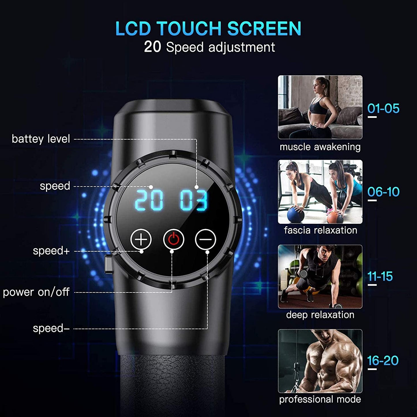 Massage Gun Deep Tissue Massager - Black