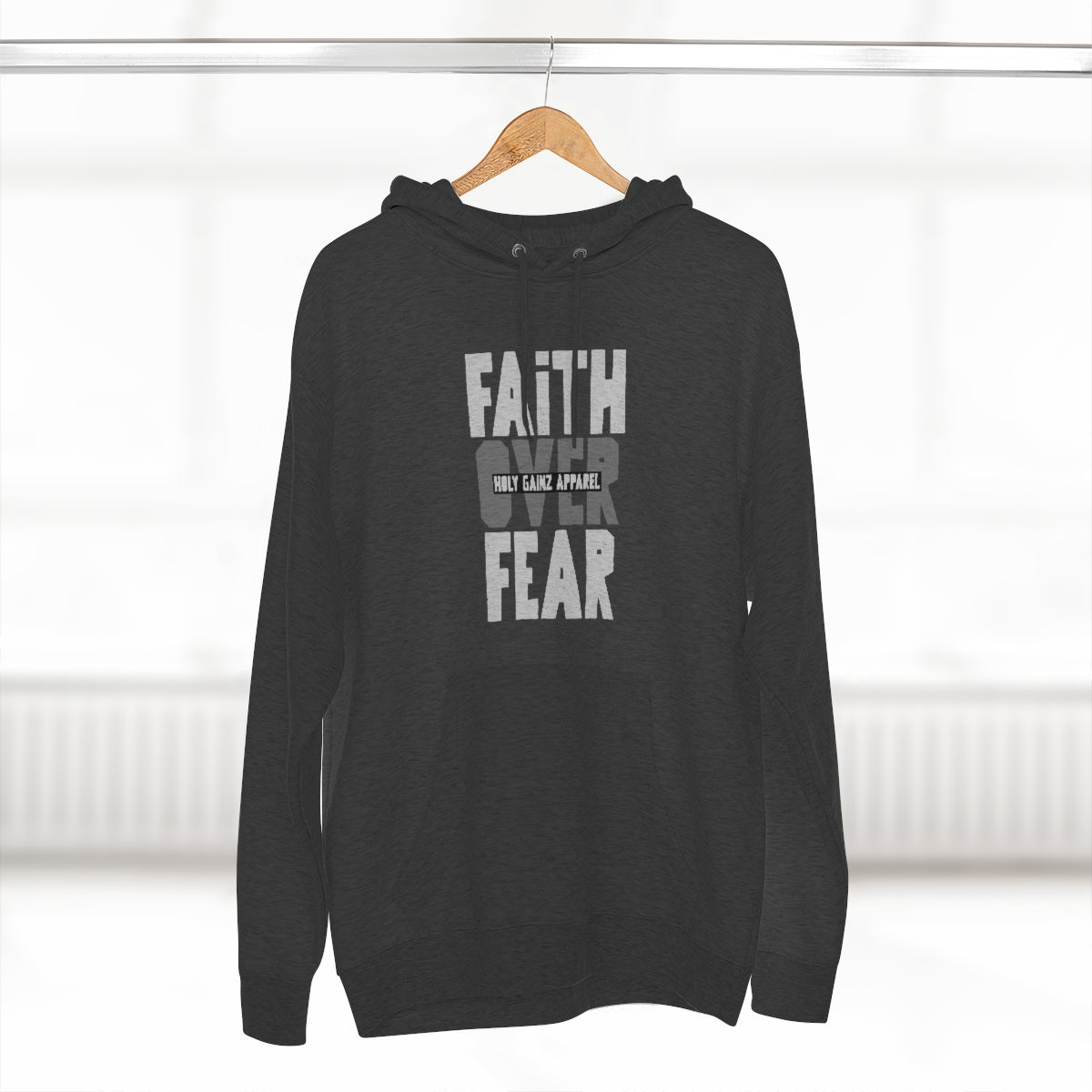 Holy Gainz Apparel Faith Over Fear GrayScale Unisex Hoodie