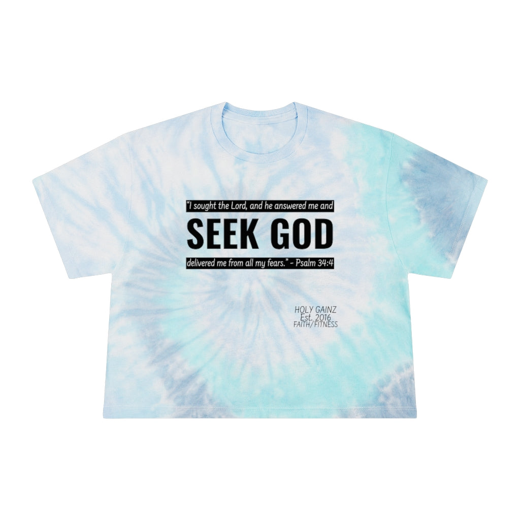 Holy Gainz Apparel Seek God Women's Tie-Dye Crop Tee