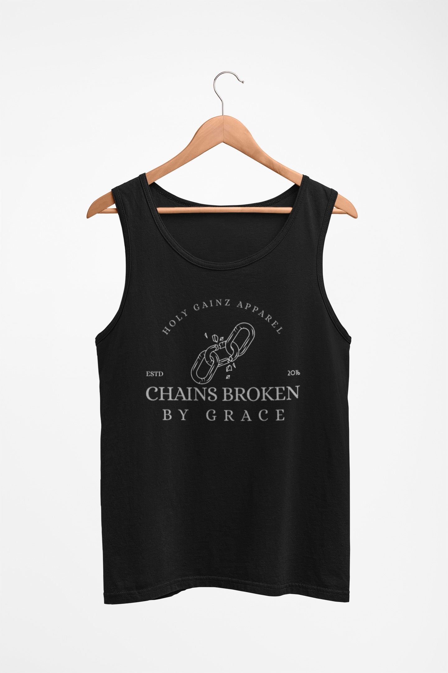 (LAST CHANCE) Holy Gainz Apparel Chains Broken By Grace Unisex Tank Top