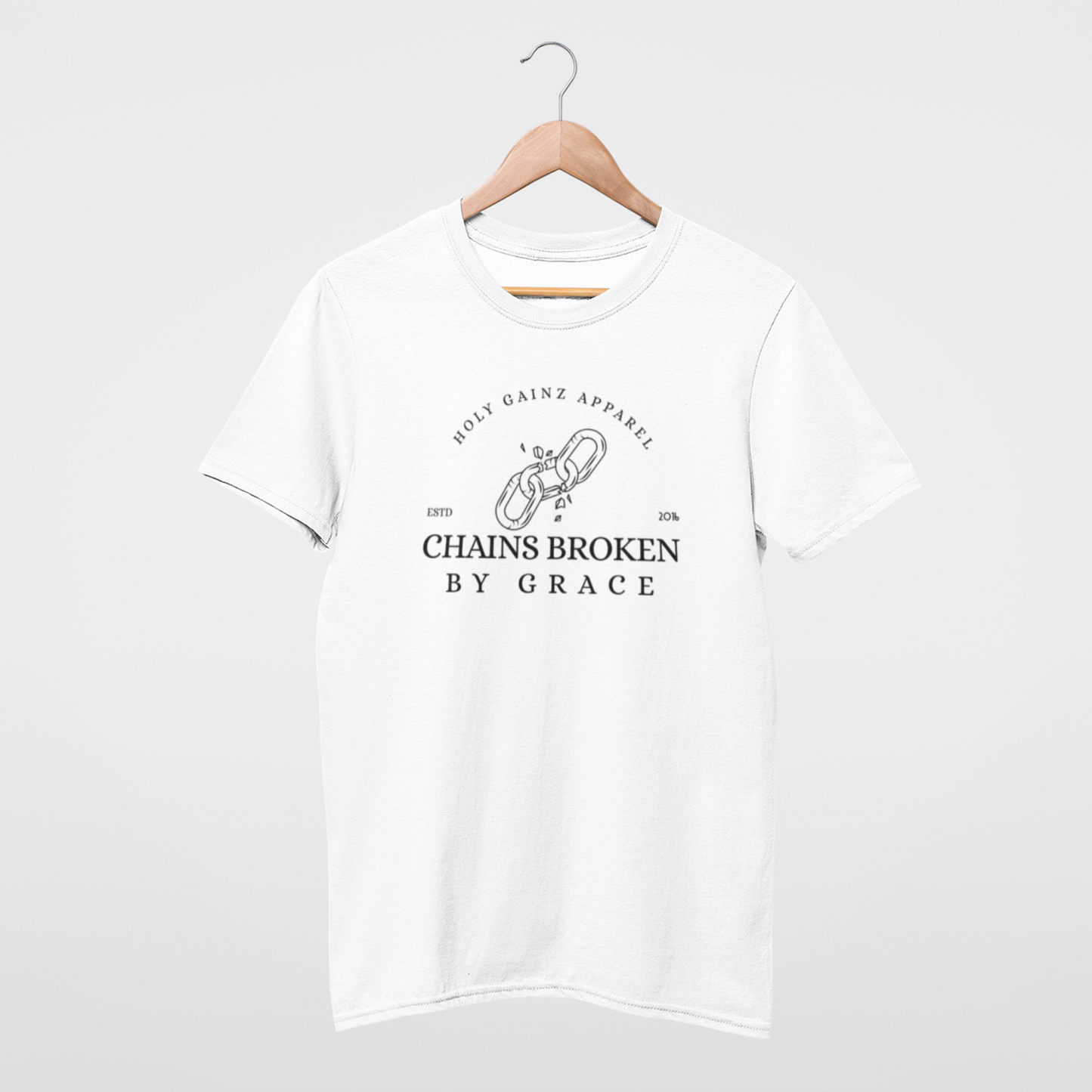 (LAST CHANCE) Holy Gainz Apparel Chains Broken By Grace Unisex Tee